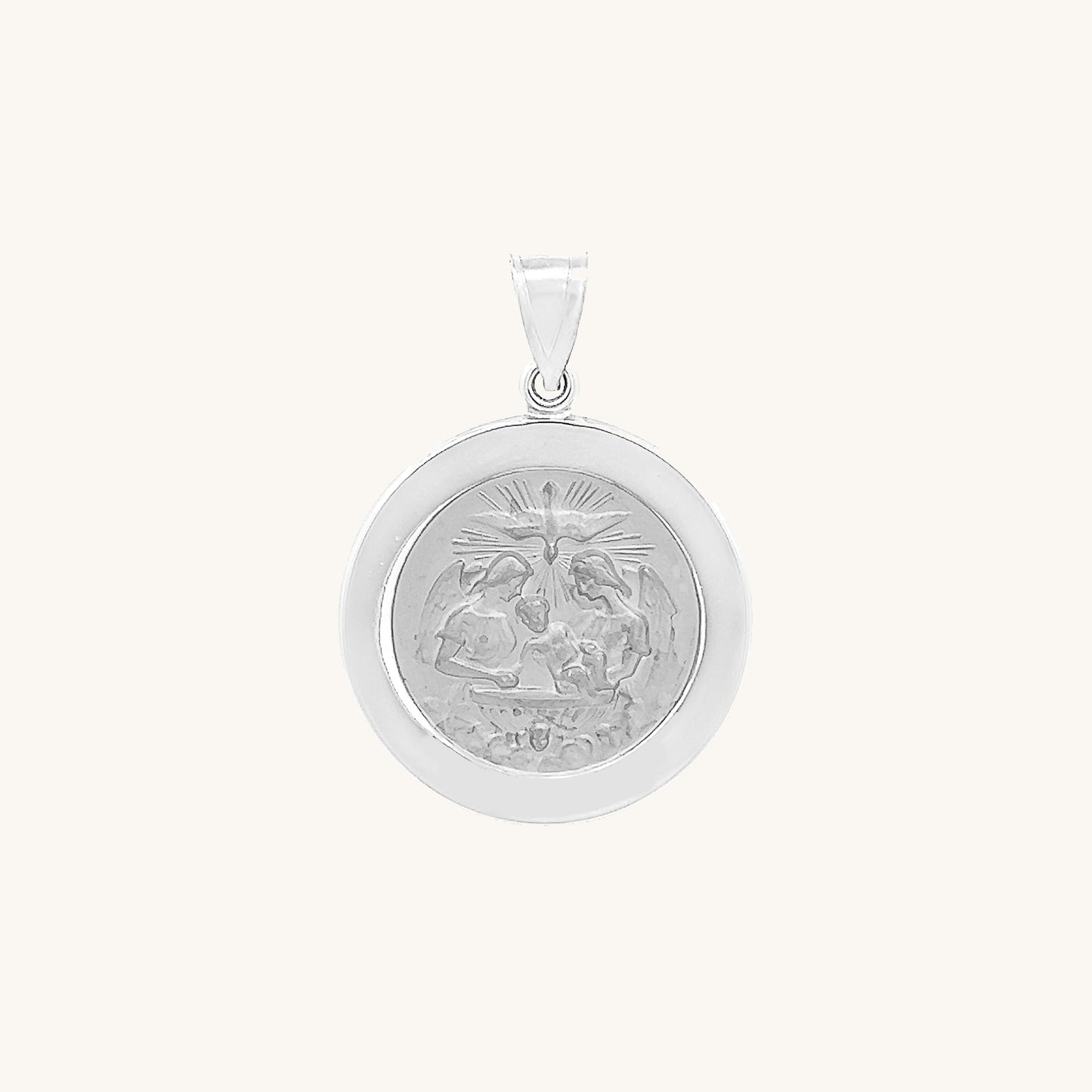 14K White Gold Baptism Medal S