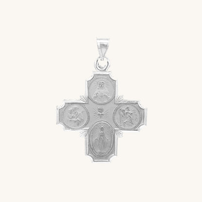 14K White Gold Four Way Medal S