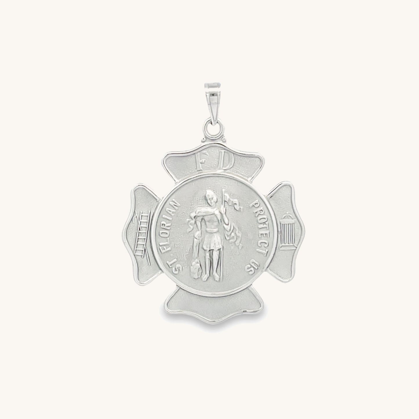 14K White Gold Saint Florian Badge S