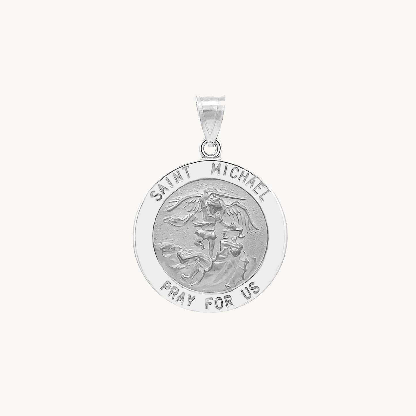 14K White Gold Saint Michael Medal S