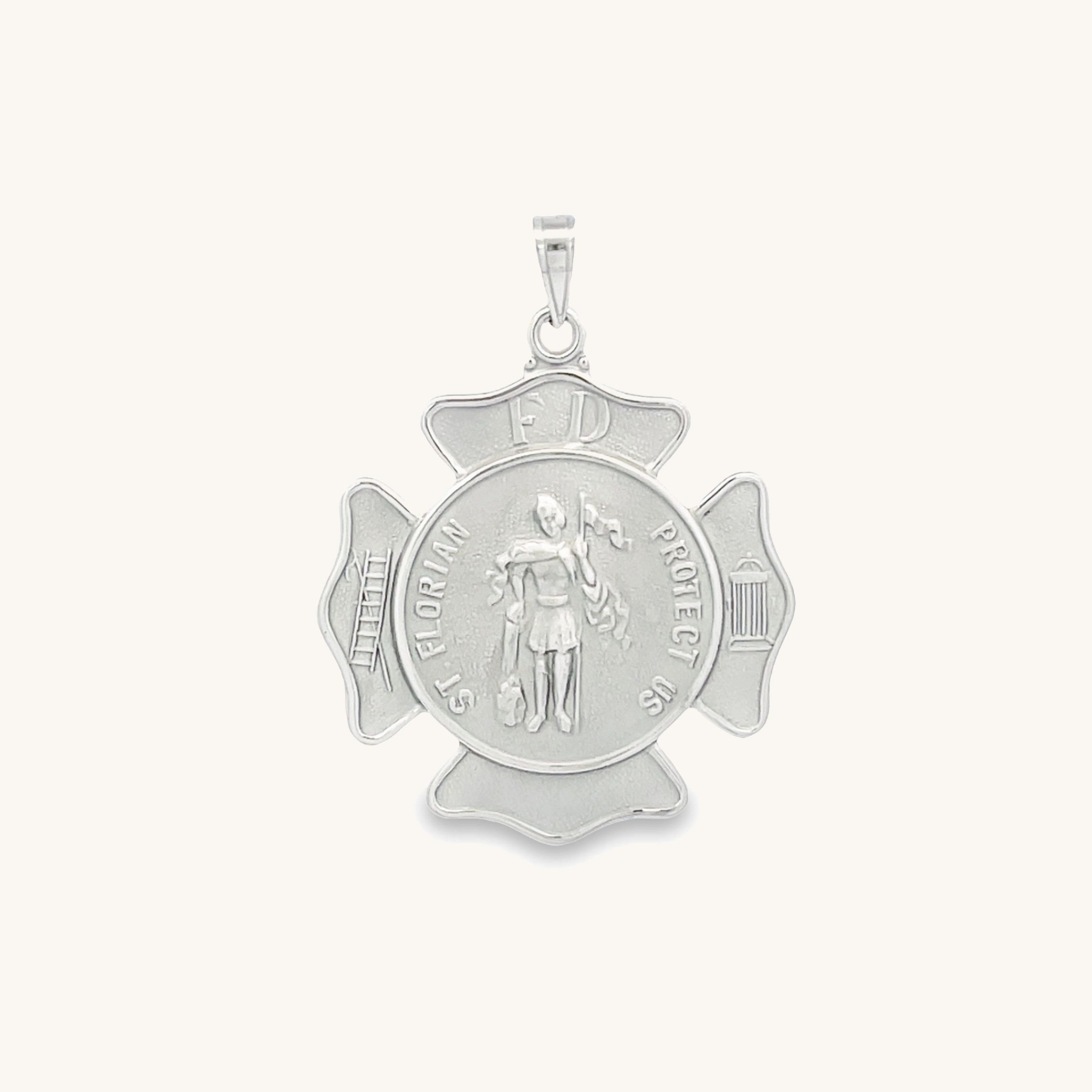 14K White Gold Saint Florian Badge LS