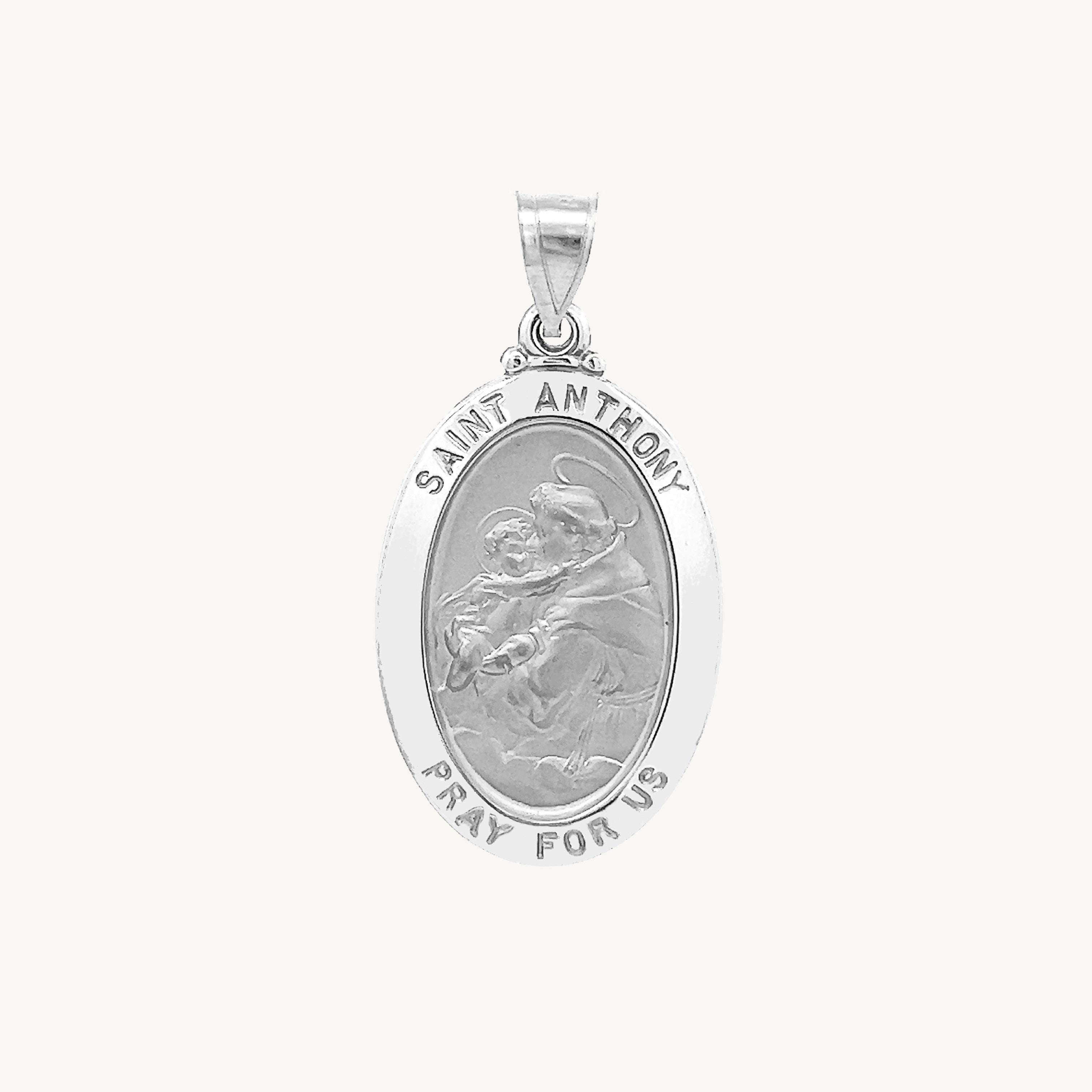 14K White Gold Saint Anthony Medal S