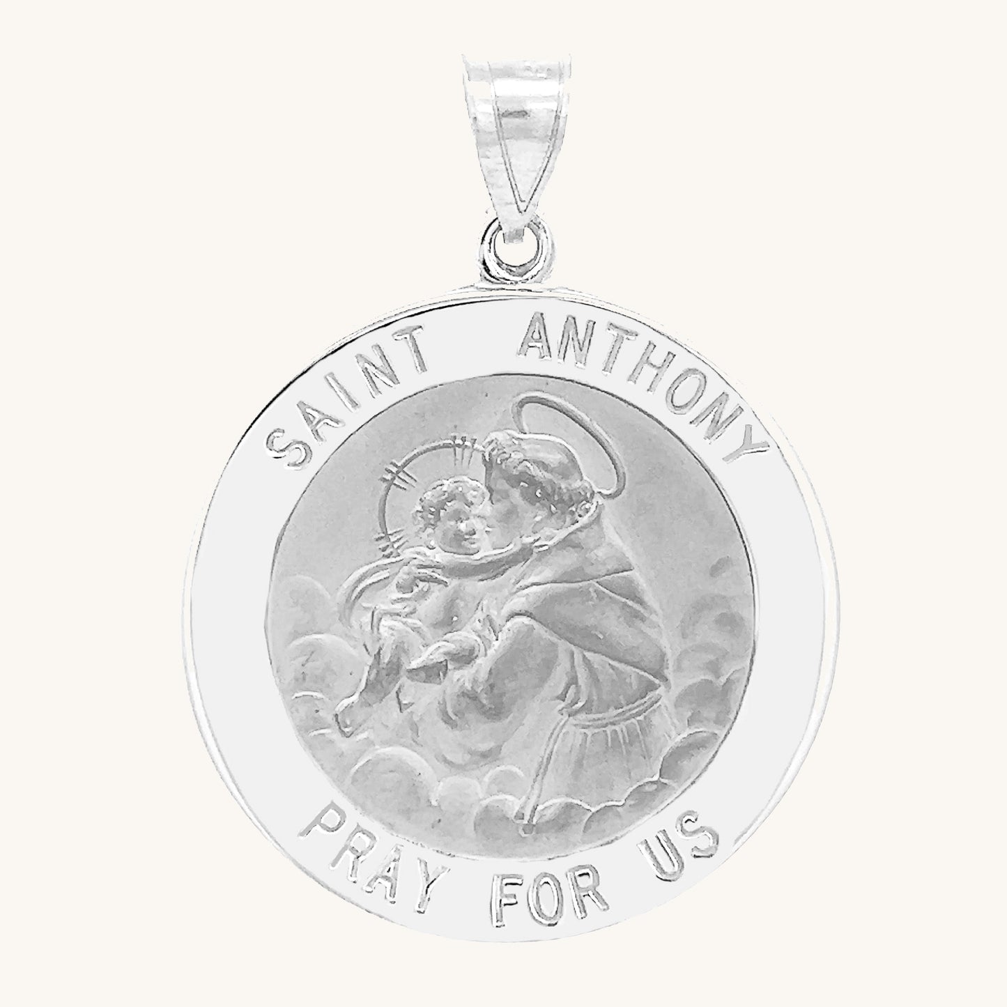 14K White Gold Saint Anthony Medal XL