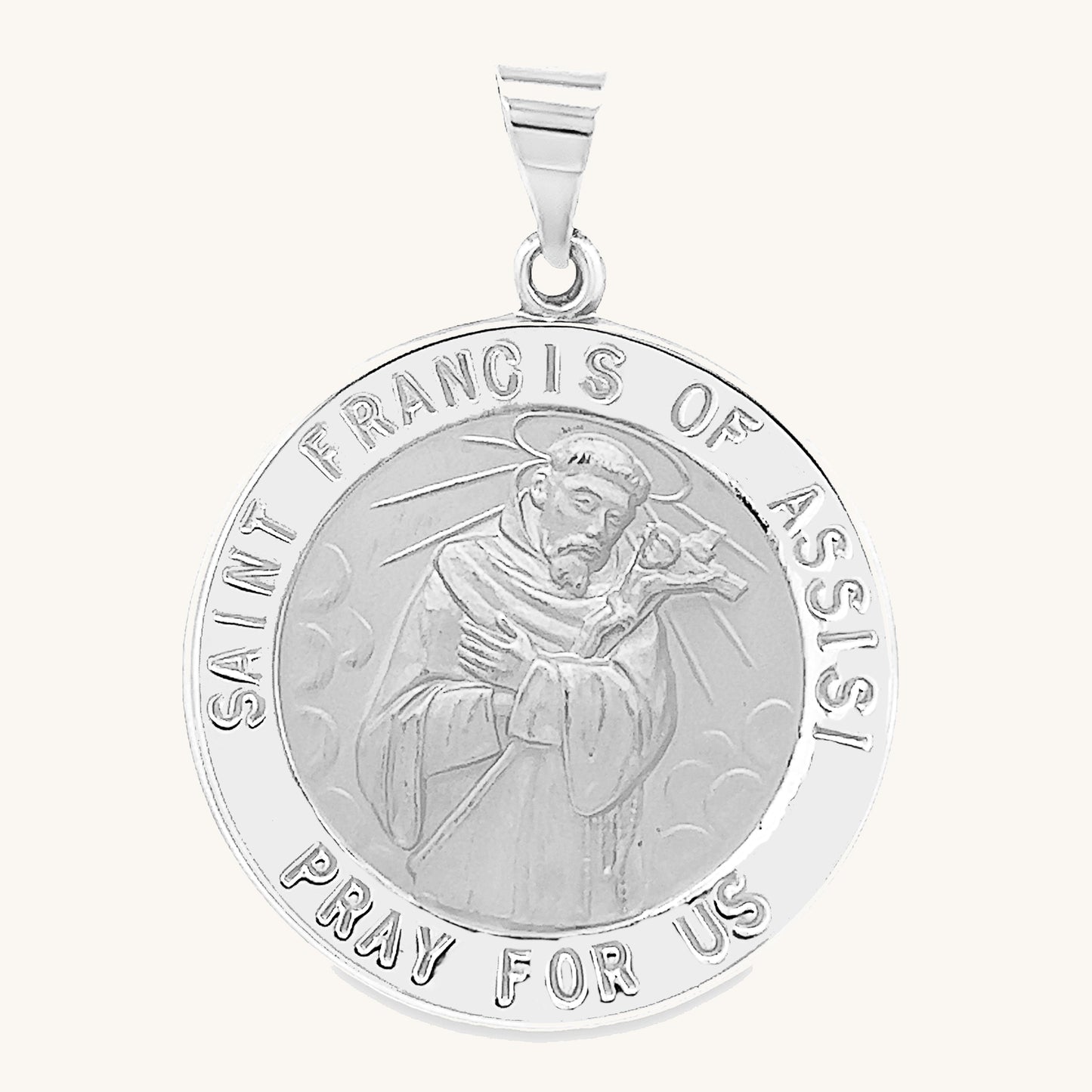 14K White Gold Saint Francis of Assisi XL