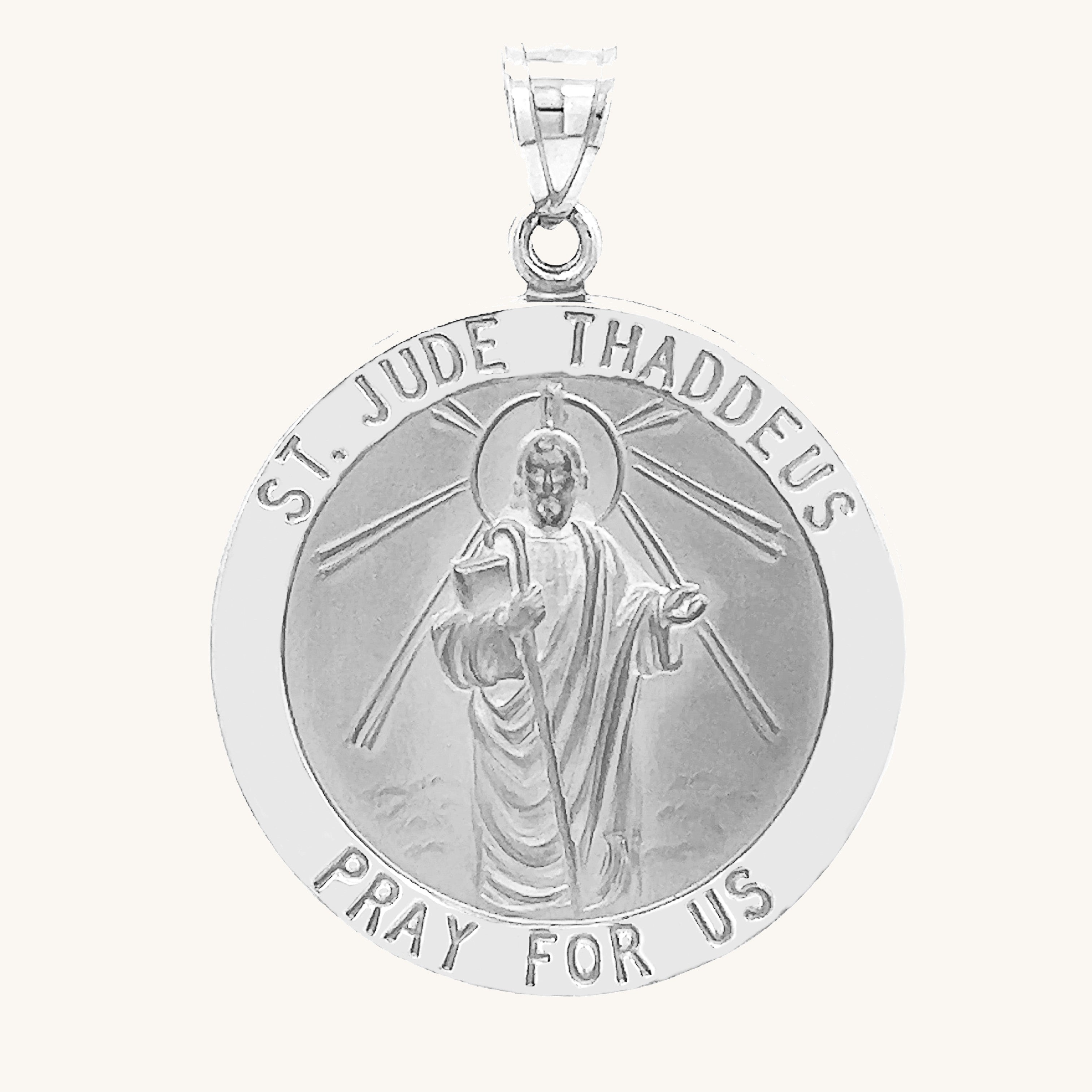 14K White Gold Saint Jude Medal XL