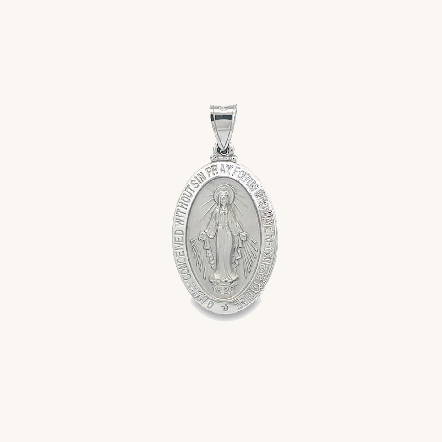 14K White Gold Miraculous Medal XS