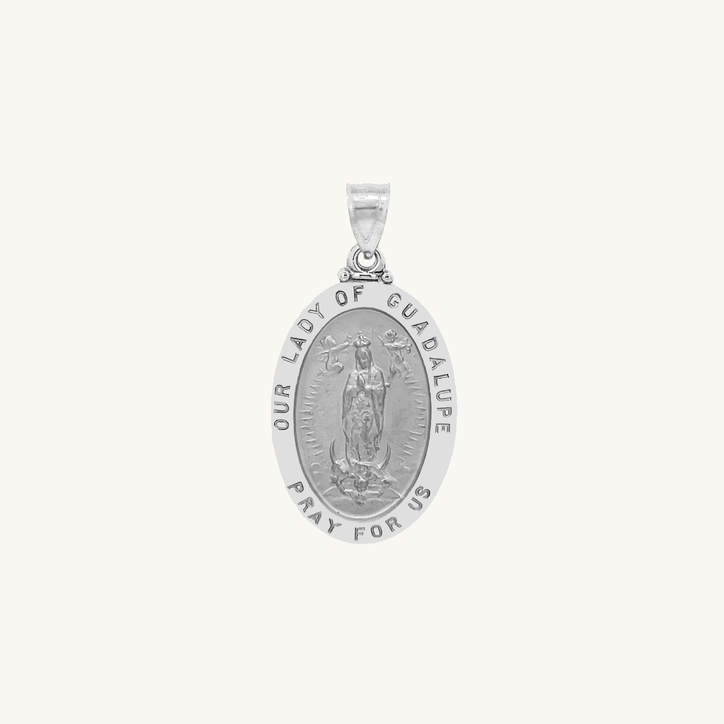 14K White Gold Our Lady of Guadalupe Medal XS