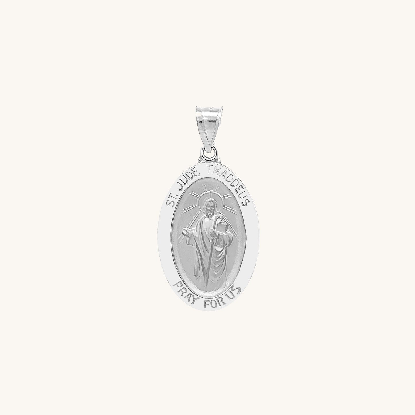 14K White Gold Saint Jude Thaddeus Medal XS