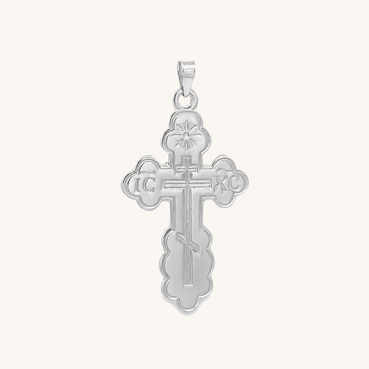 14K White Gold Orthodox Cross M