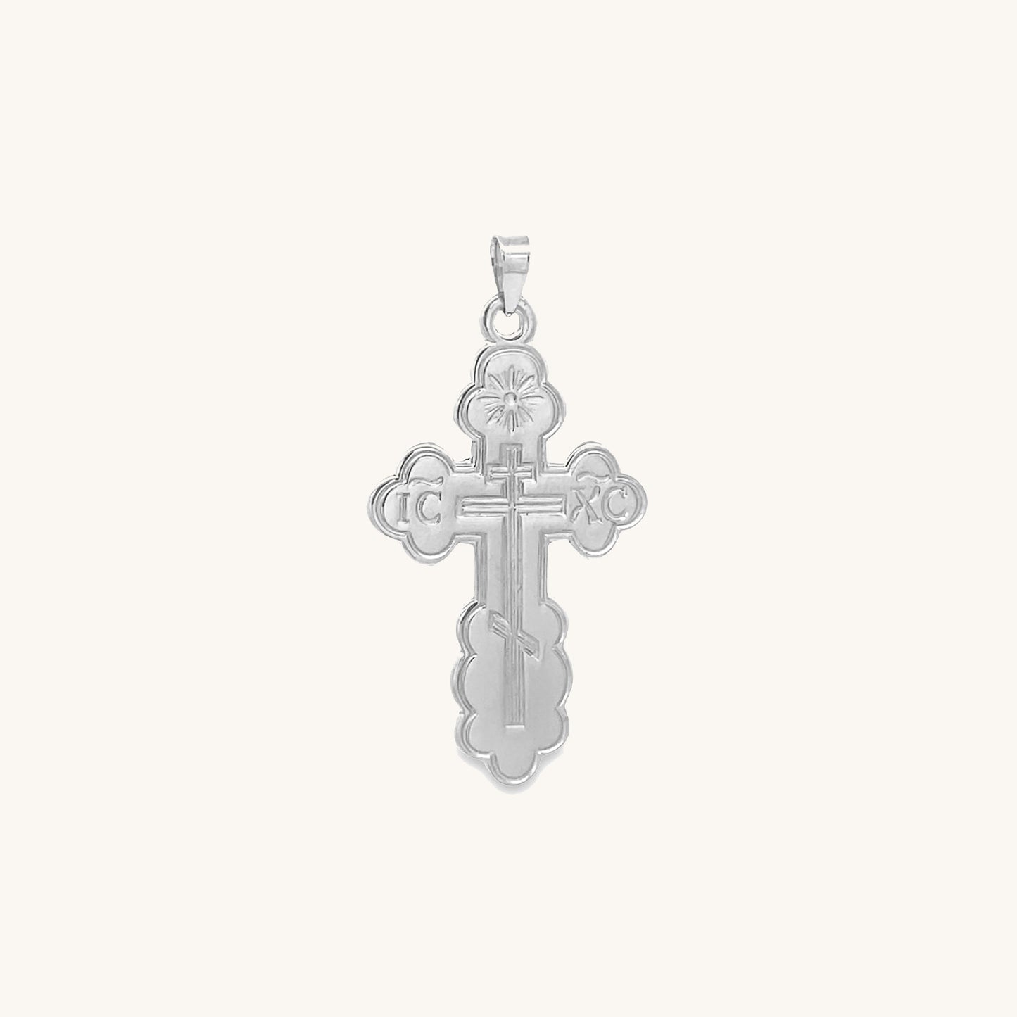 14K White Gold Orthodox Cross S