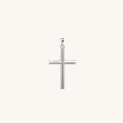 14K White GOLD TUBE CROSS PENDANT XS - Cross + Crown