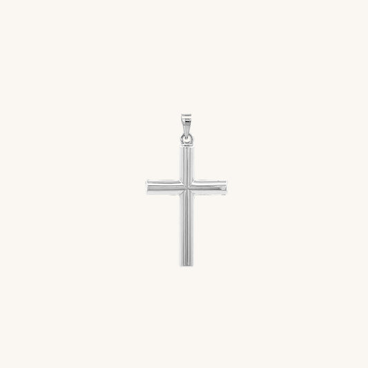 14K White GOLD TUBE CROSS PENDANT XS - Cross + Crown