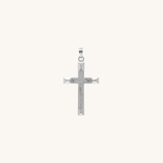 14K White Gold Textured Cross XS