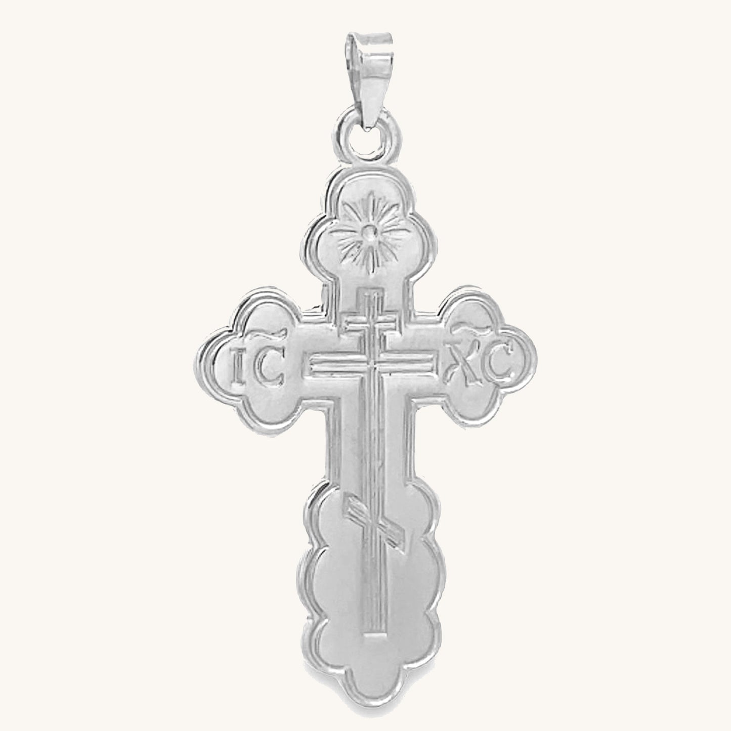 14K White Gold Orthodox Cross XXL