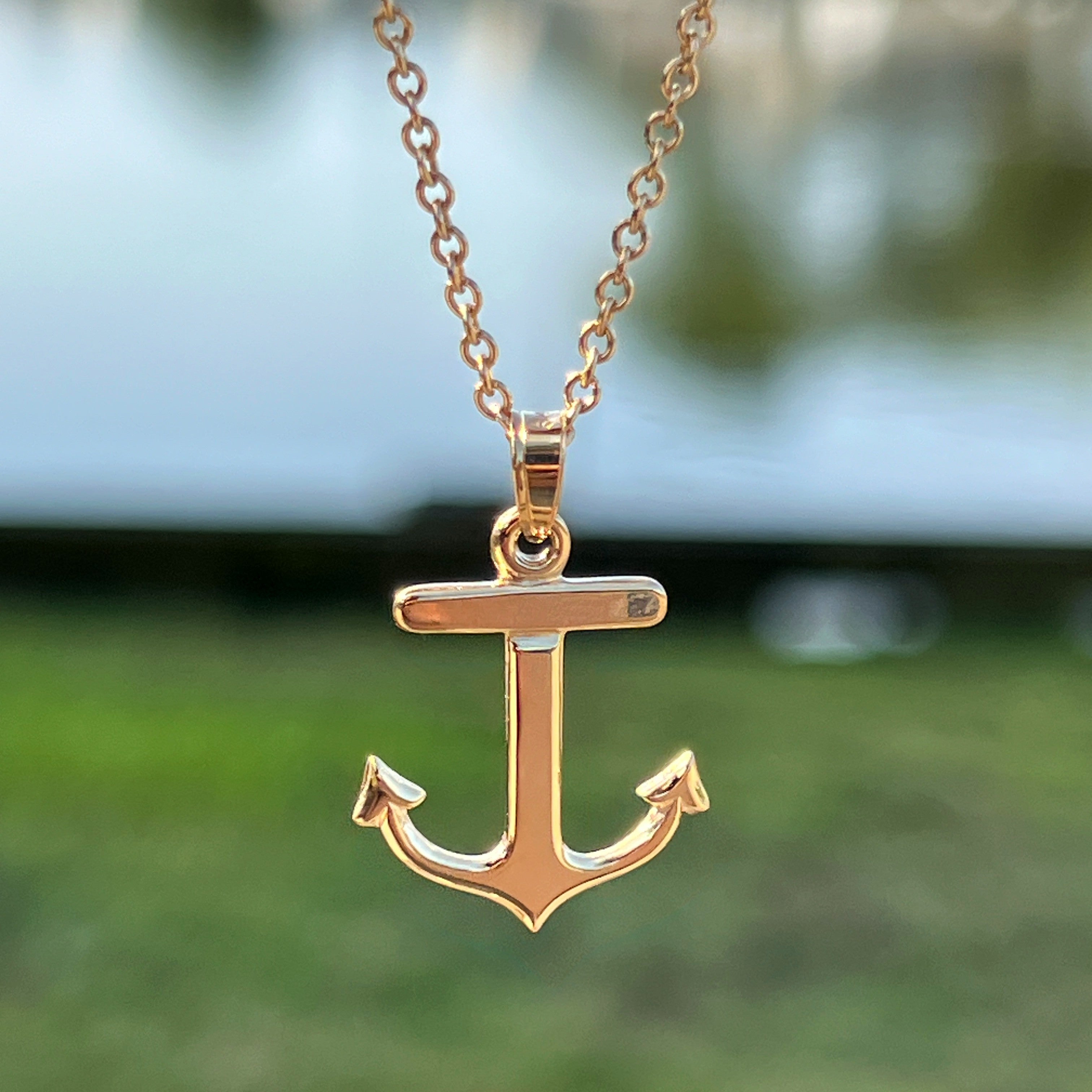 SOLID 14K YELLOW GOLD MARINERS CROSS ANCHOR CHARM PENDANT Cross