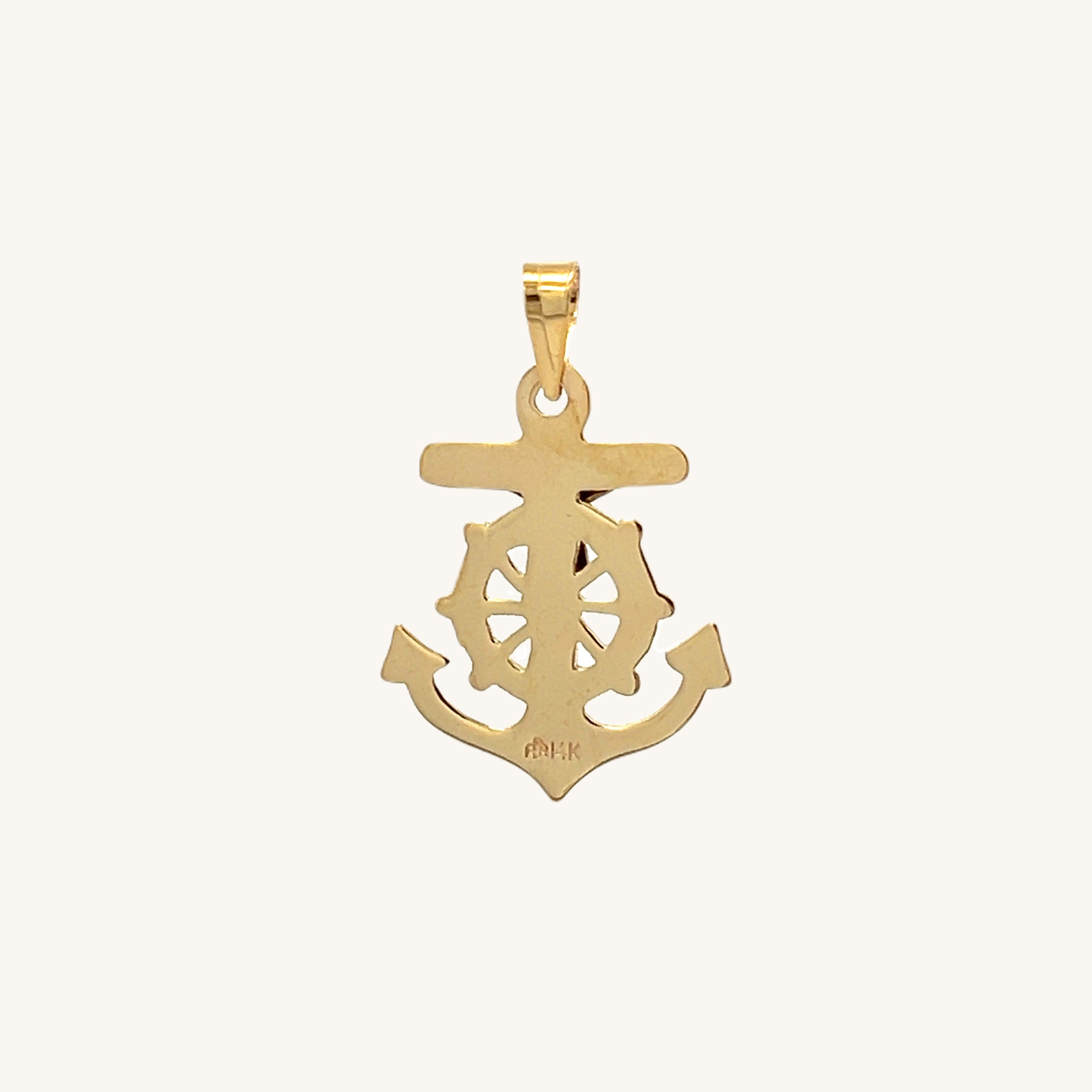 14K Two Tone Gold Mariners Crucifix Anchor M