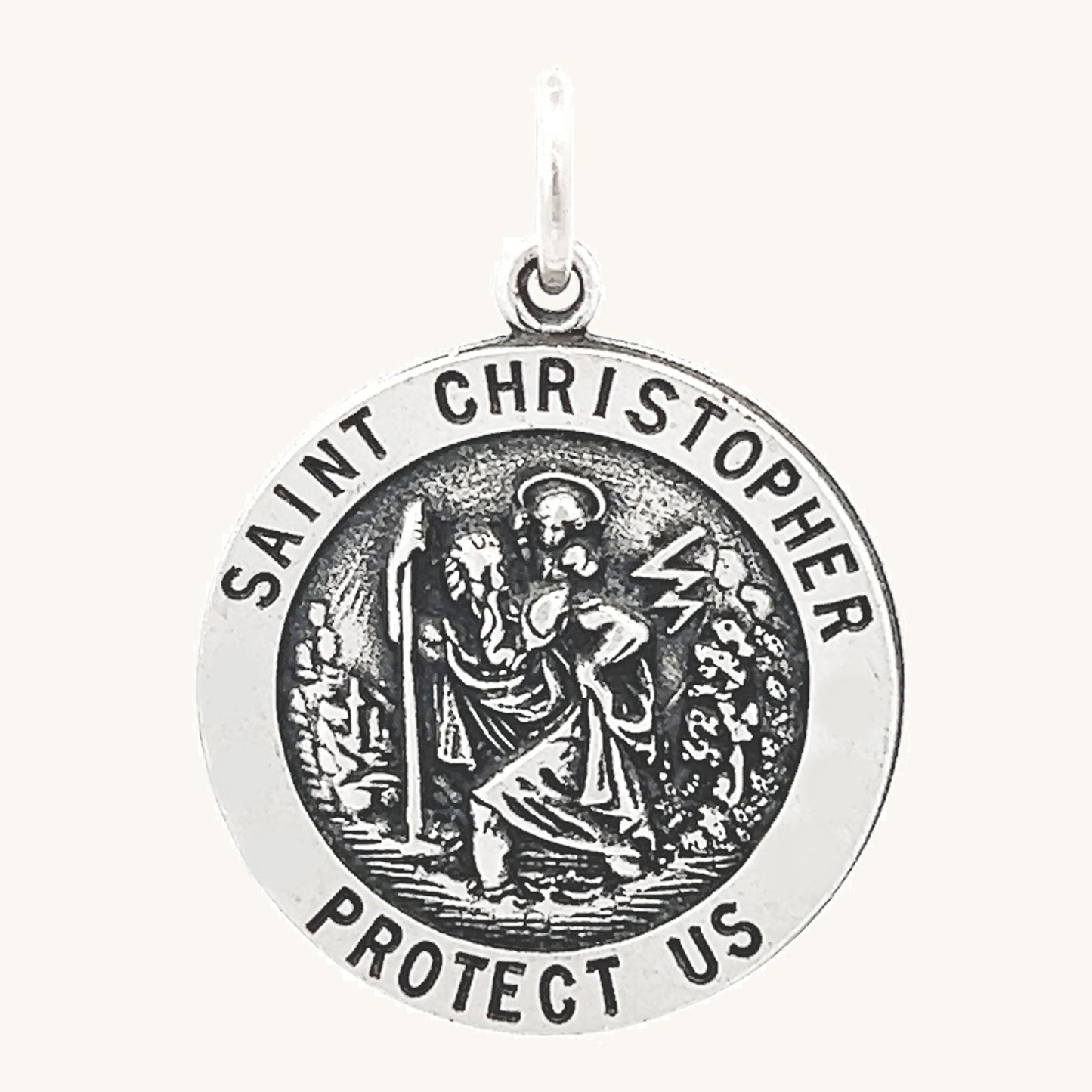 925 Antiqued Silver Saint Christopher Medal XL