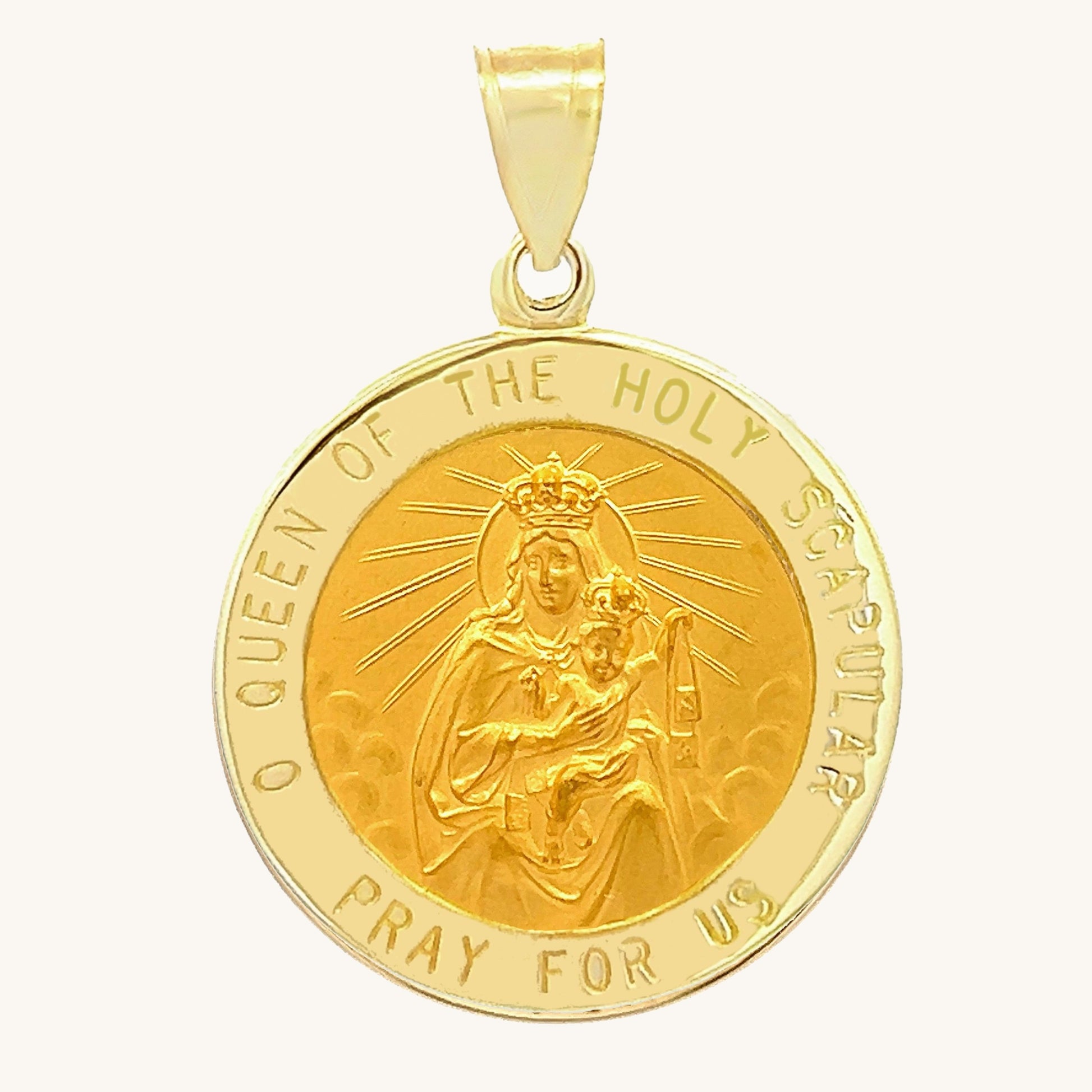 14K GOLD HOLY SCAPULAR TWO-SIDED MEDAL ROUND