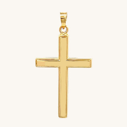 14K YELLOW GOLD PLAIN REVERSIBLE CROSS PENDANT - Cross + Crown XL