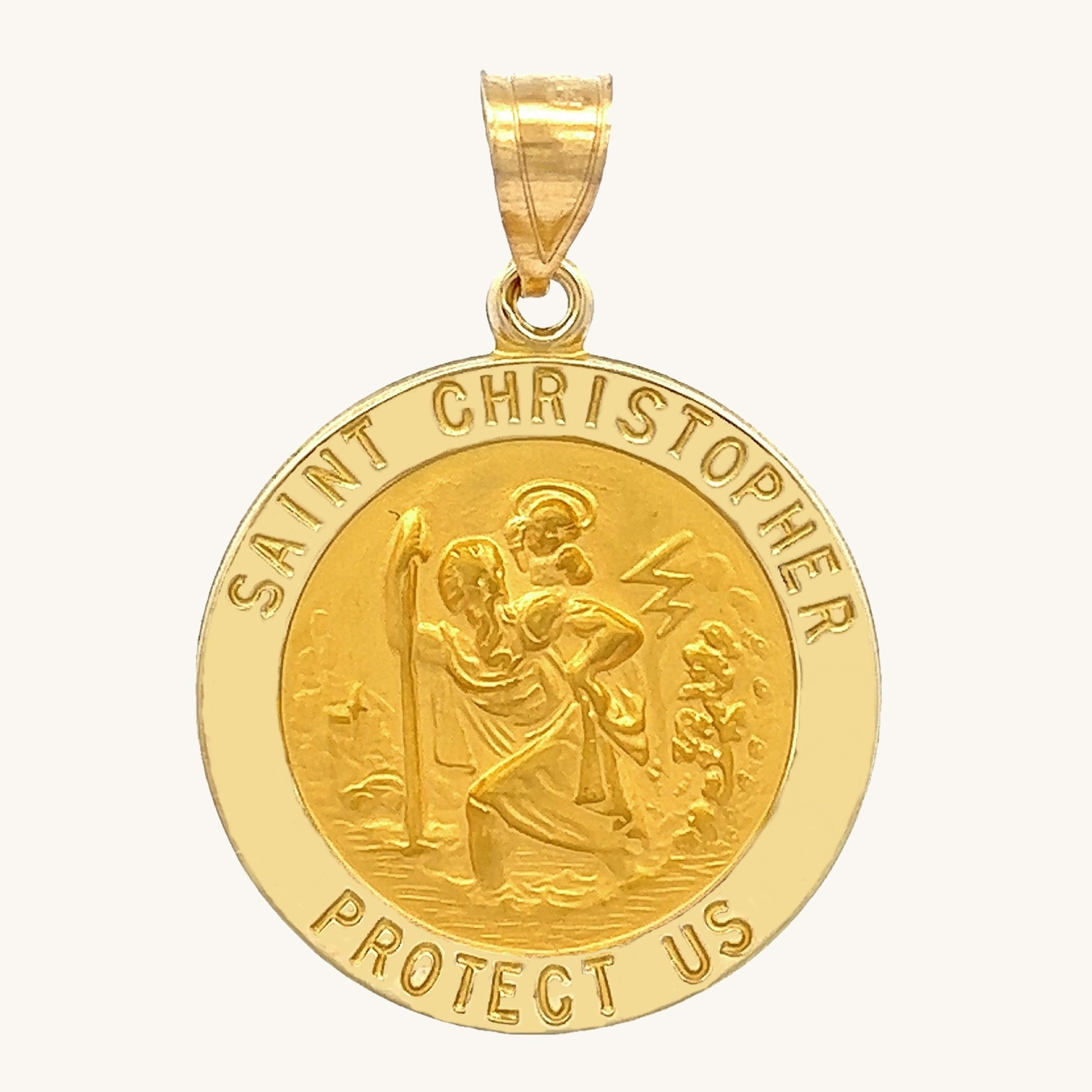 14K GOLD SAINT CHRISTOPHER MEDAL ROUND - Main Image