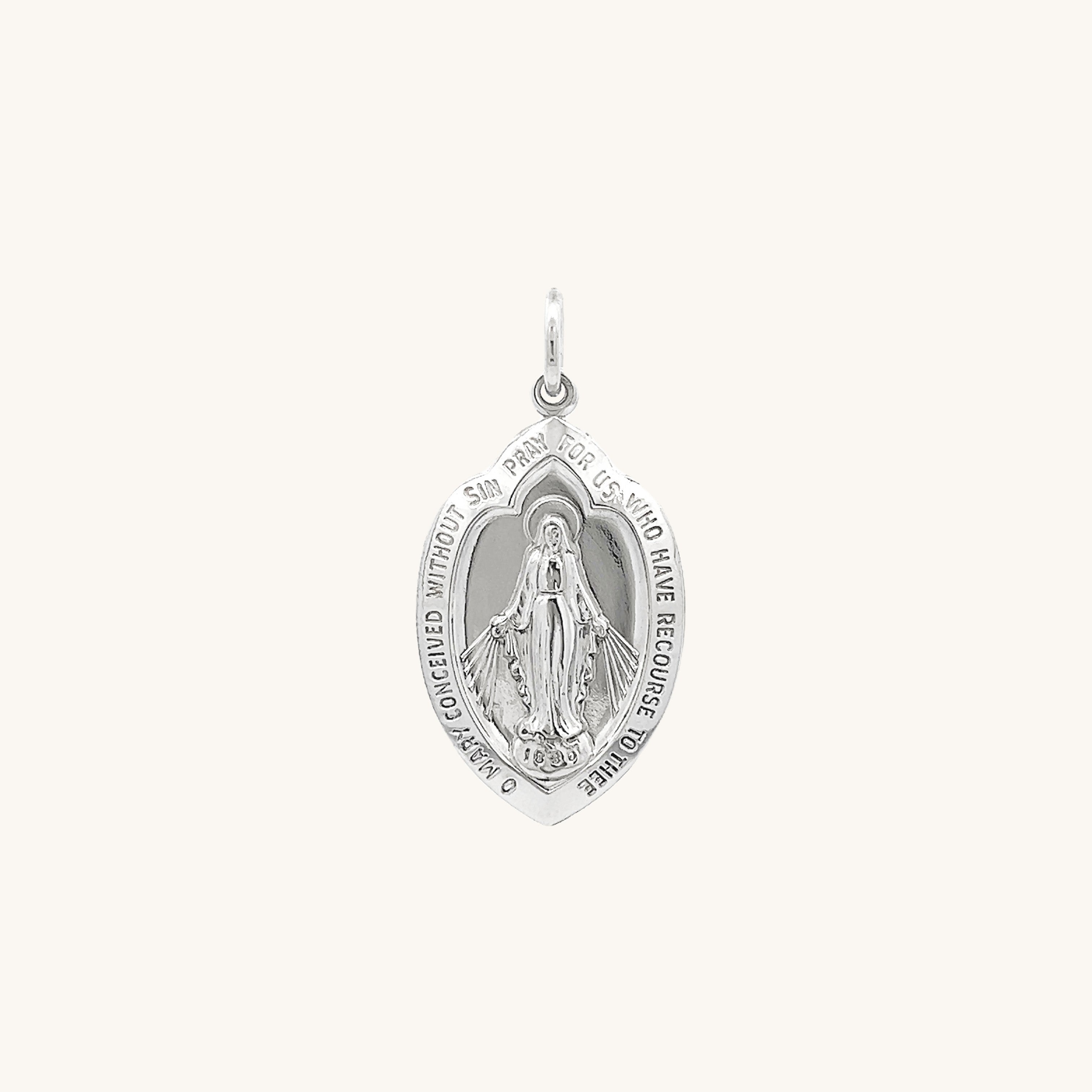 925 Bright Silver Miraculous Shield Medal XS