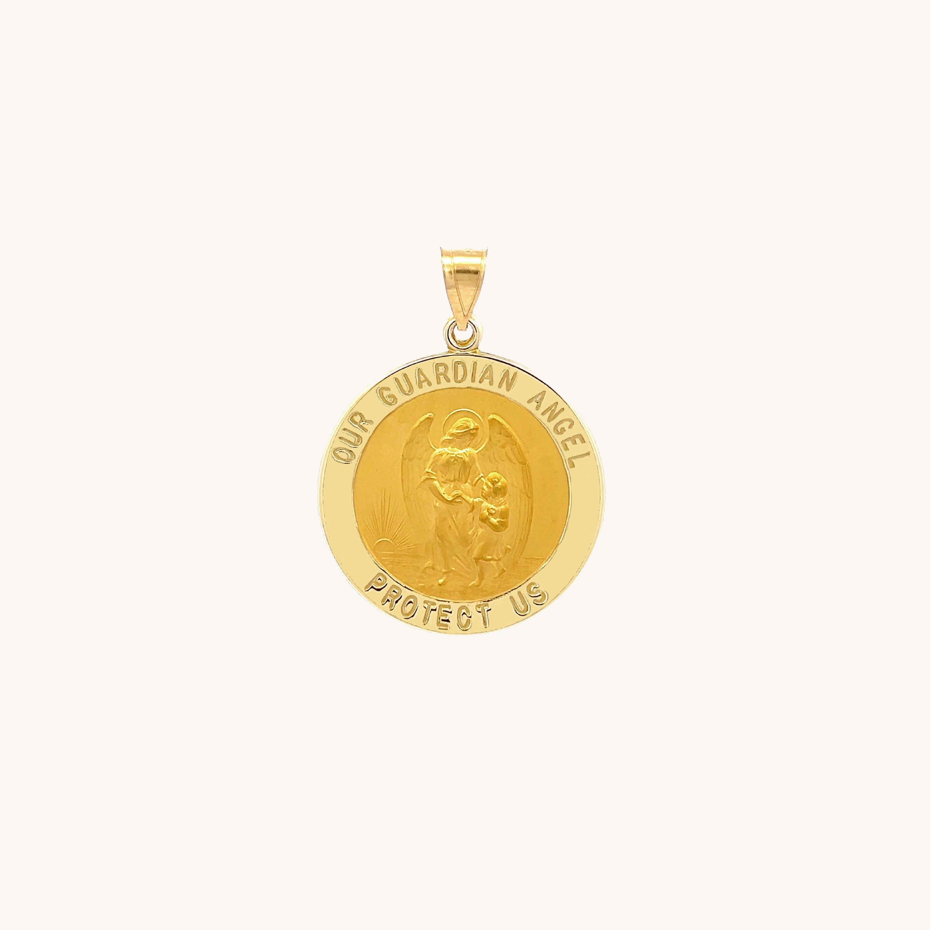 14K Yellow Gold Guardian Angel Medal XS