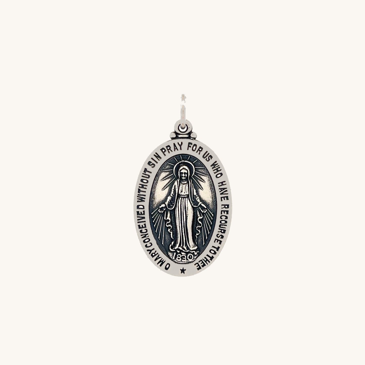 925 Antiqued Silver Miraculous Medal XS