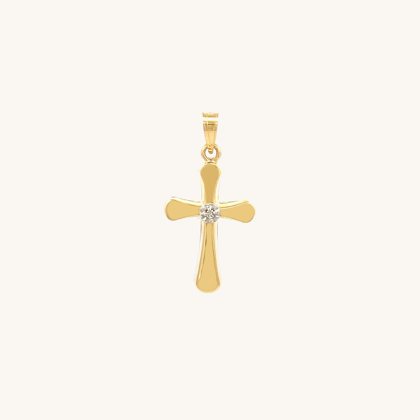 14K Yellow Gold Diamond Cross XS