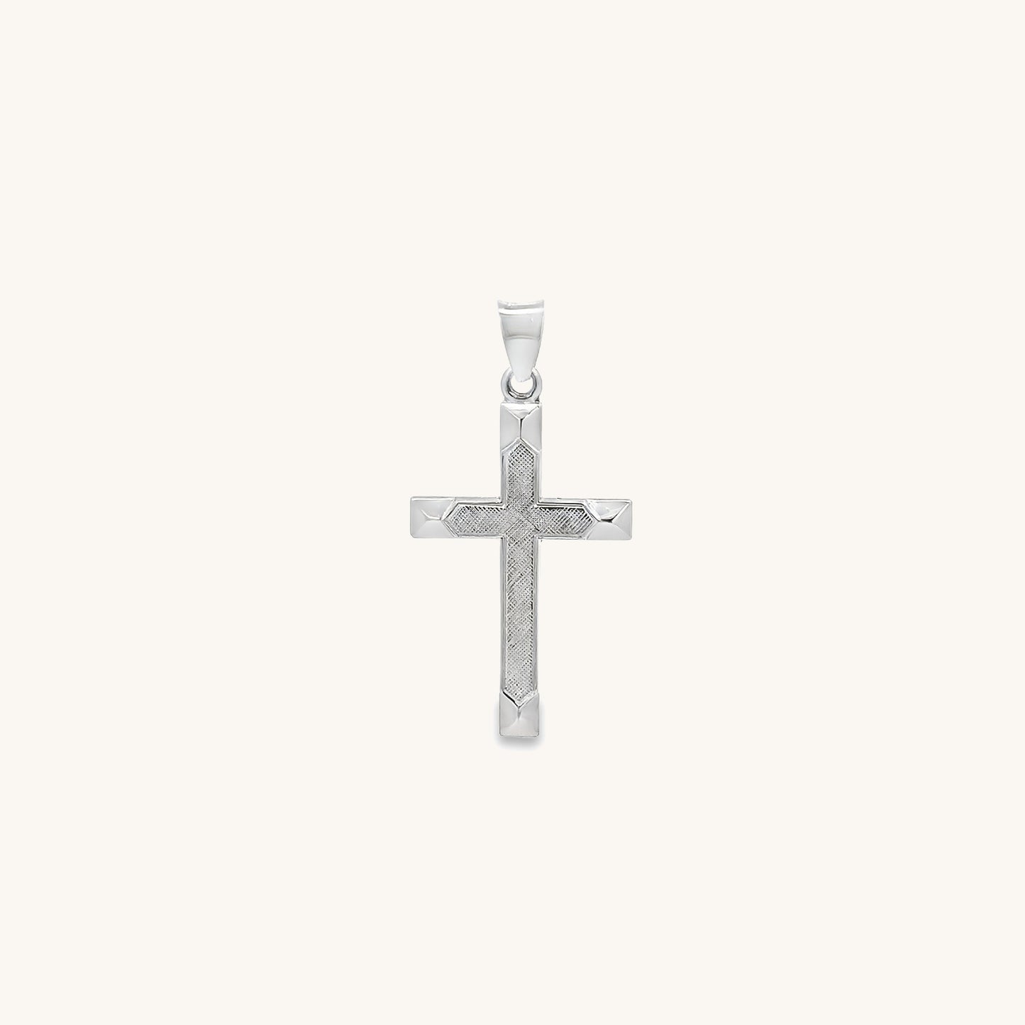 925 Bright Silver Textured Cross XS