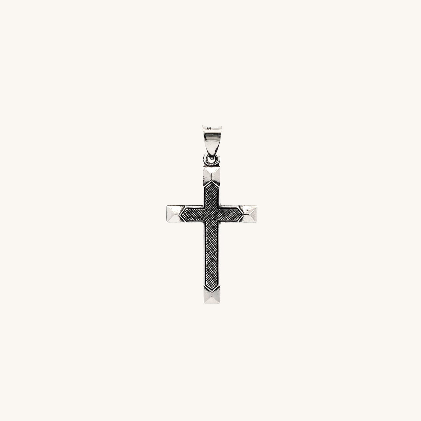 925 Antiqued Silver Textured Cross XS