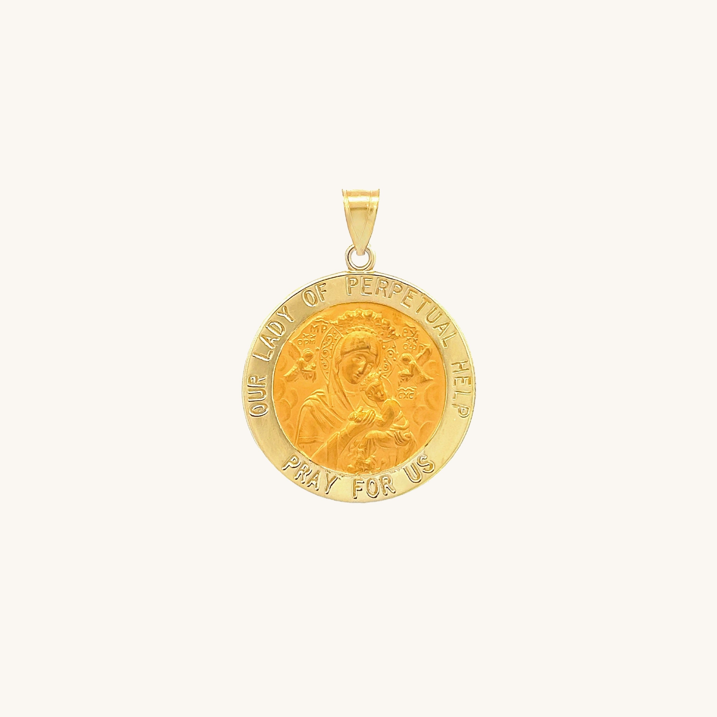 14K Yellow Gold Perpetual Help Medal XS