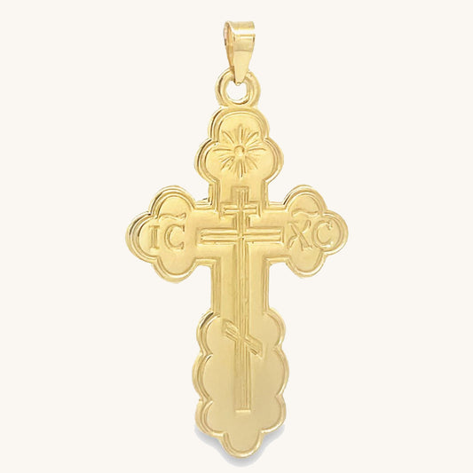 14K Yellow Gold Orthodox Cross XXL
