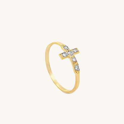 14K Yellow Gold 6 Diamond Cross size 4 5 6 7 8 