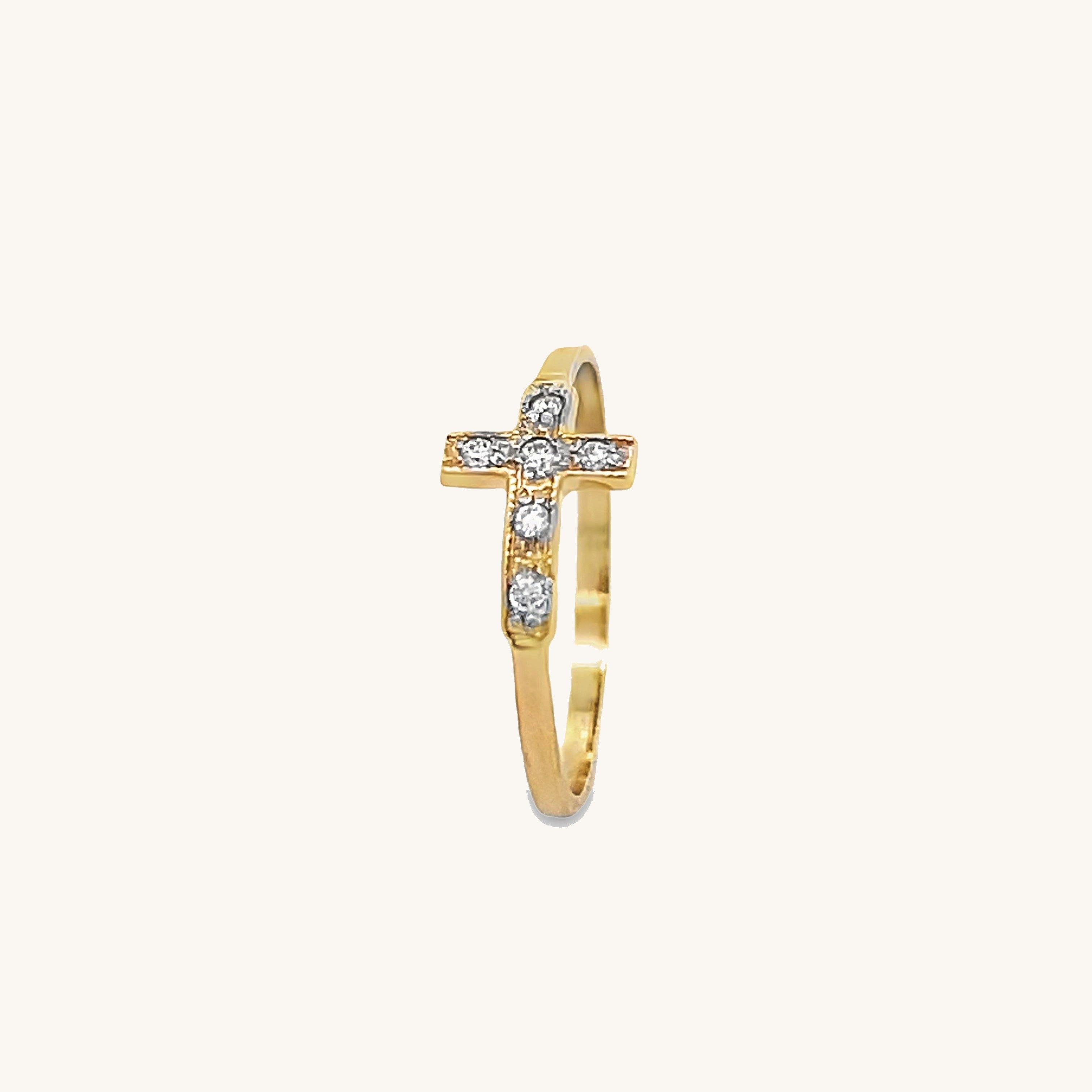 14K Yellow Gold 6 Diamond Cross size 4 5 6 7 8 