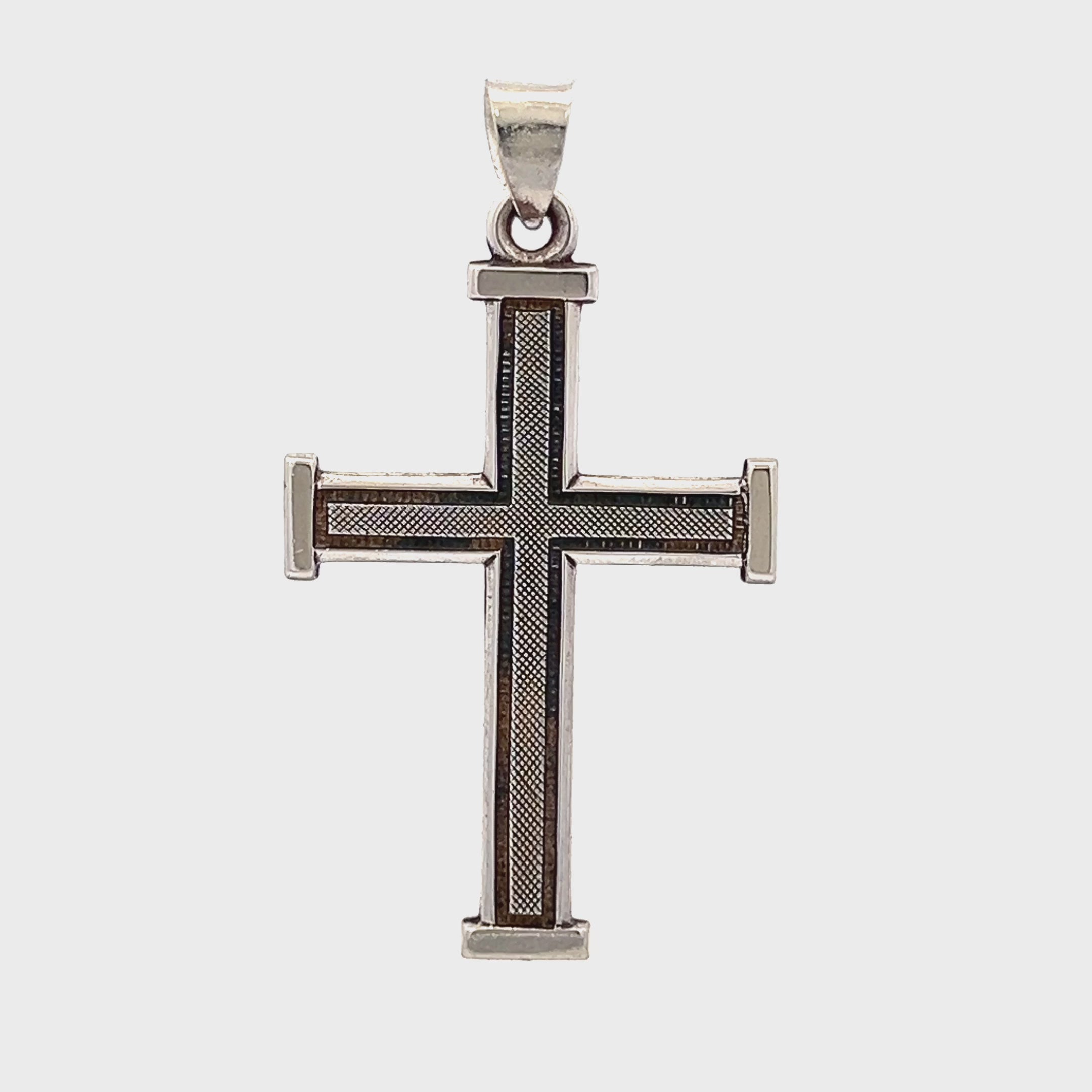 925 Antiqued Silver Textured Cross L M S