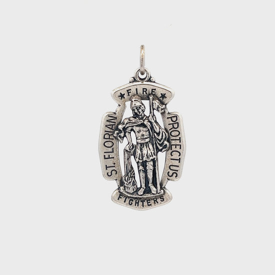 925 Antiqued Silver Saint Florian Medal