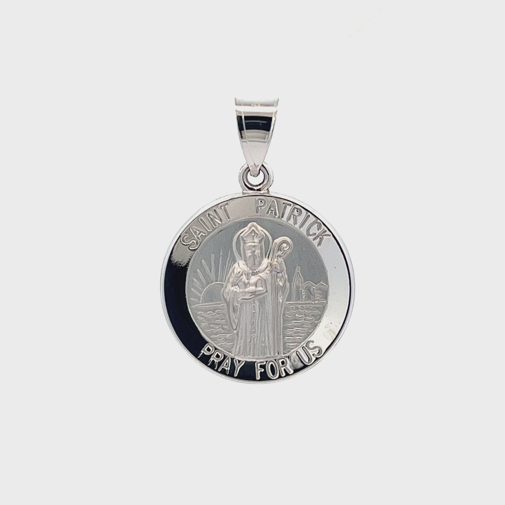 14K White Gold Saint Patrick Medal M S