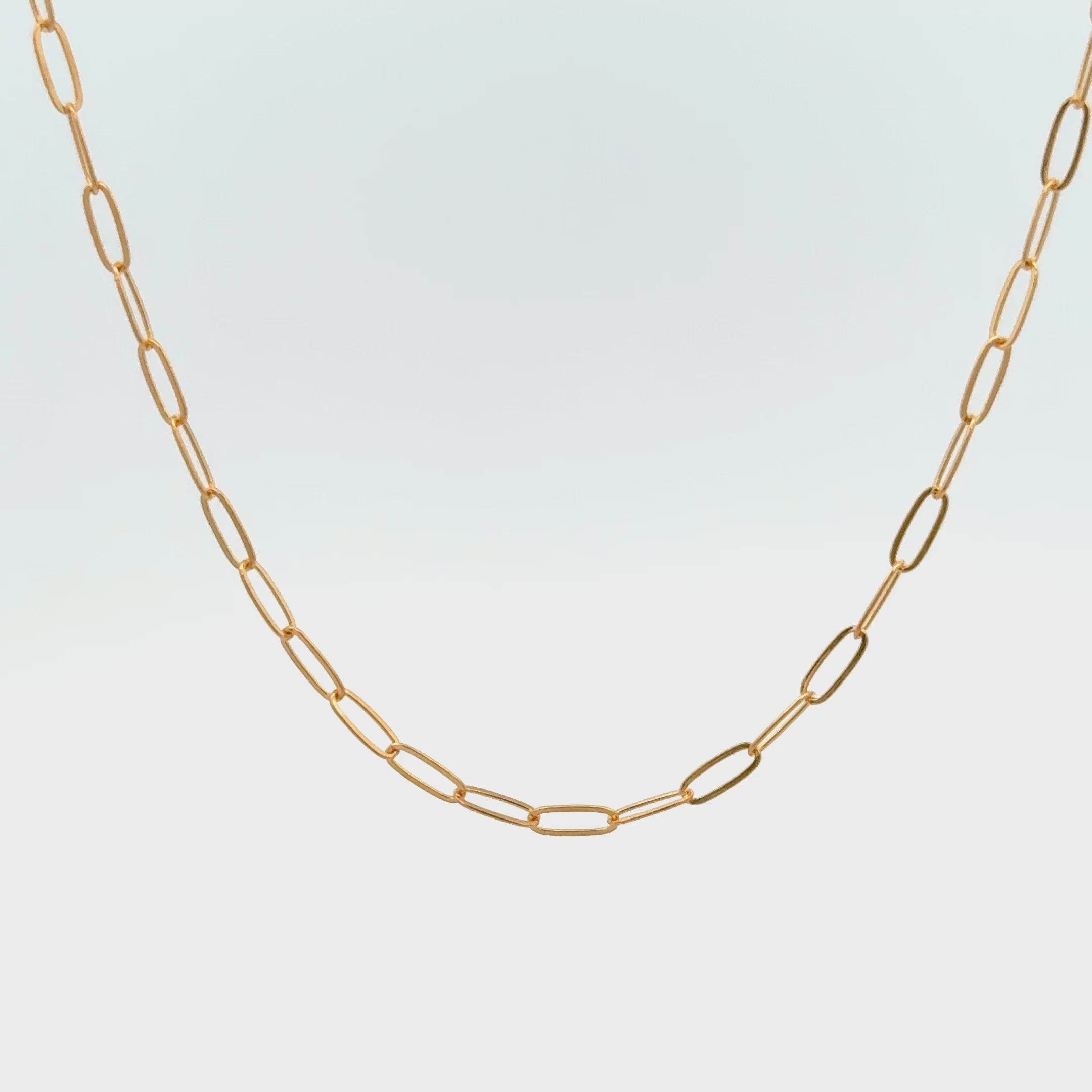 Solid 14K Double Bonded Gold 20-22" Adjustable paperclip chain yellow gold video