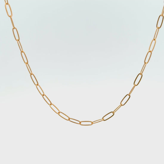 Solid 14K Double Bonded Gold 20-22" Adjustable paperclip chain yellow gold video