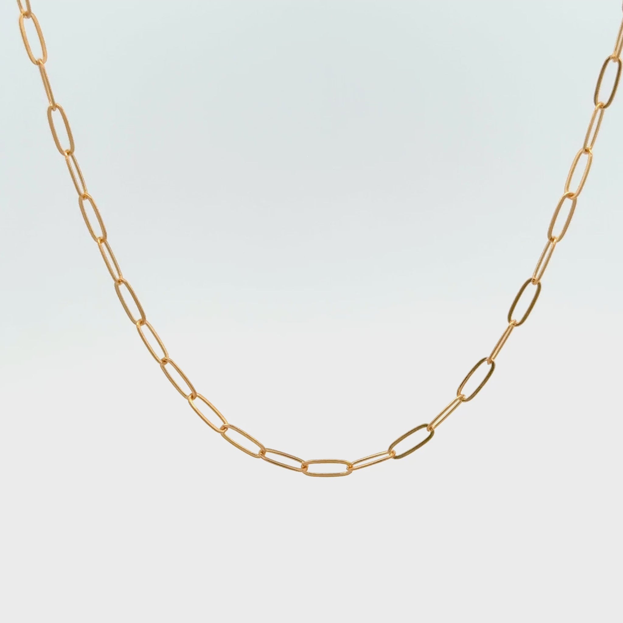 Solid 14K Double Bonded Gold 20-22" Adjustable paperclip chain yellow gold video