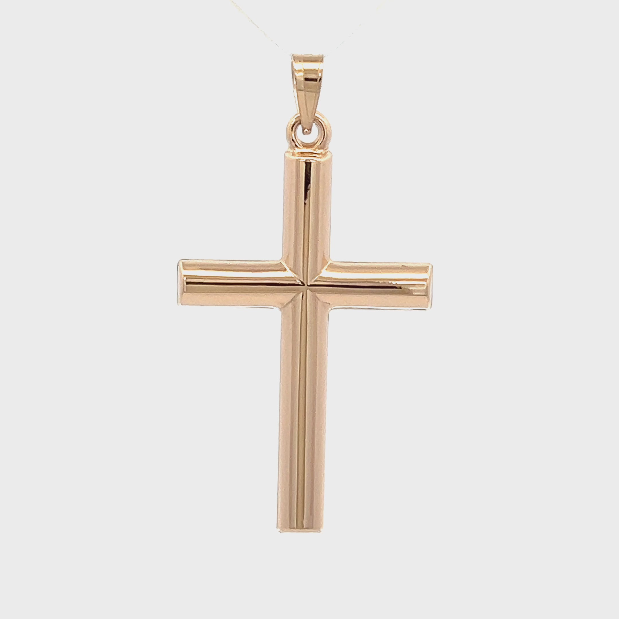 14K Real Gold Crucifix Pendant – 2.1 Inch – Plain Yellow Gold – Alex And Elsa – Nickel-Free