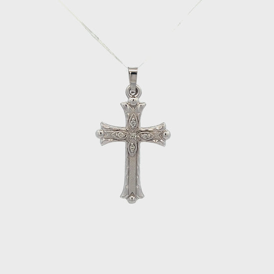 14K White Gold 5 Diamond Cross M