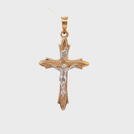 14K Two Tone Gold Crucifix S M L