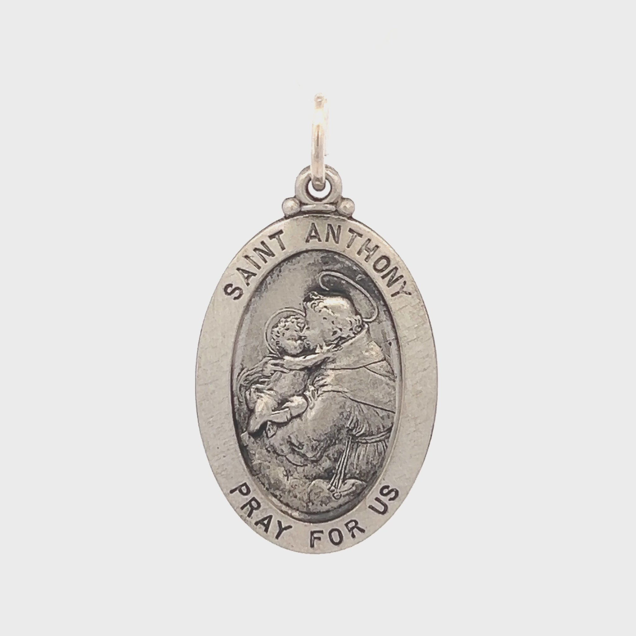 925 Antiqued Silver Saint Anthony Medal L M S