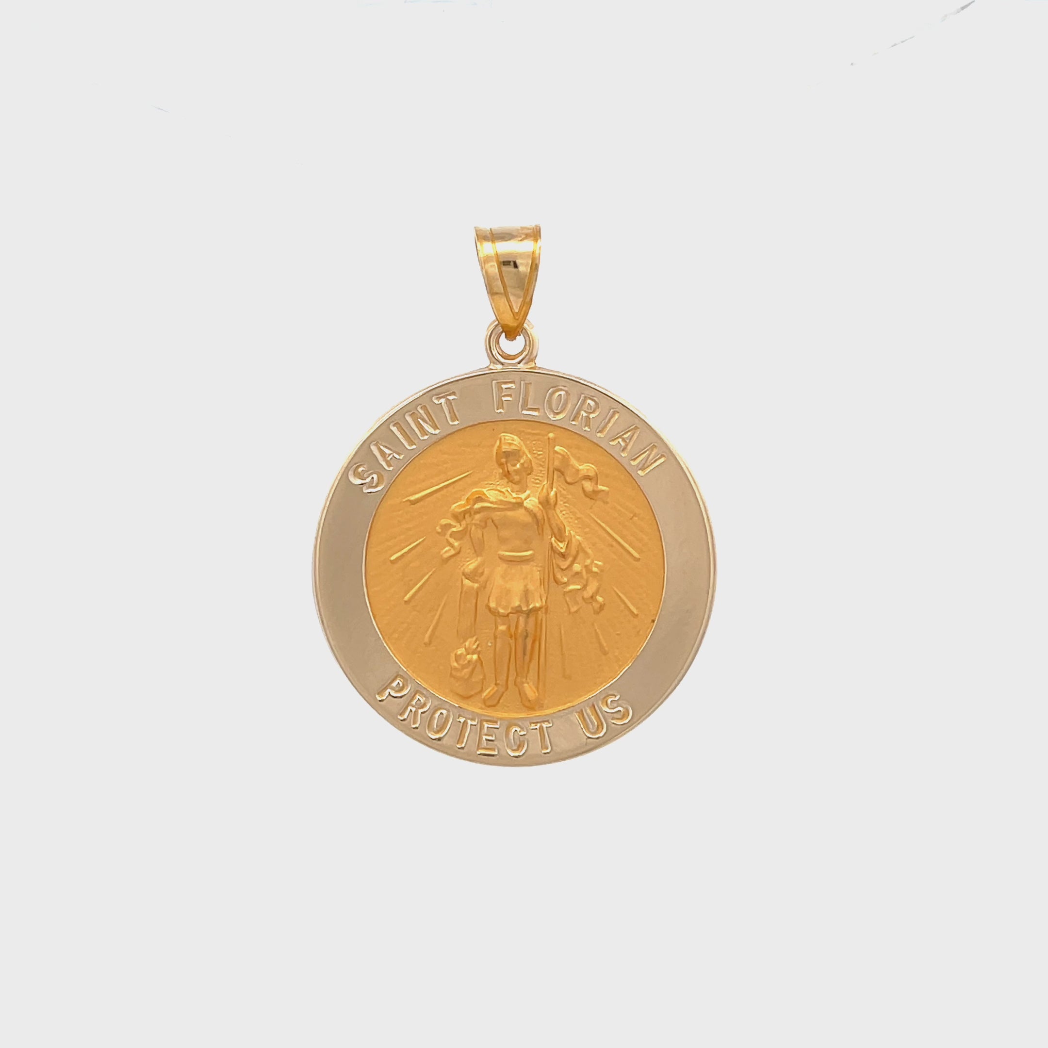 14K Yellow Gold Saint Florian Medal XL L M S