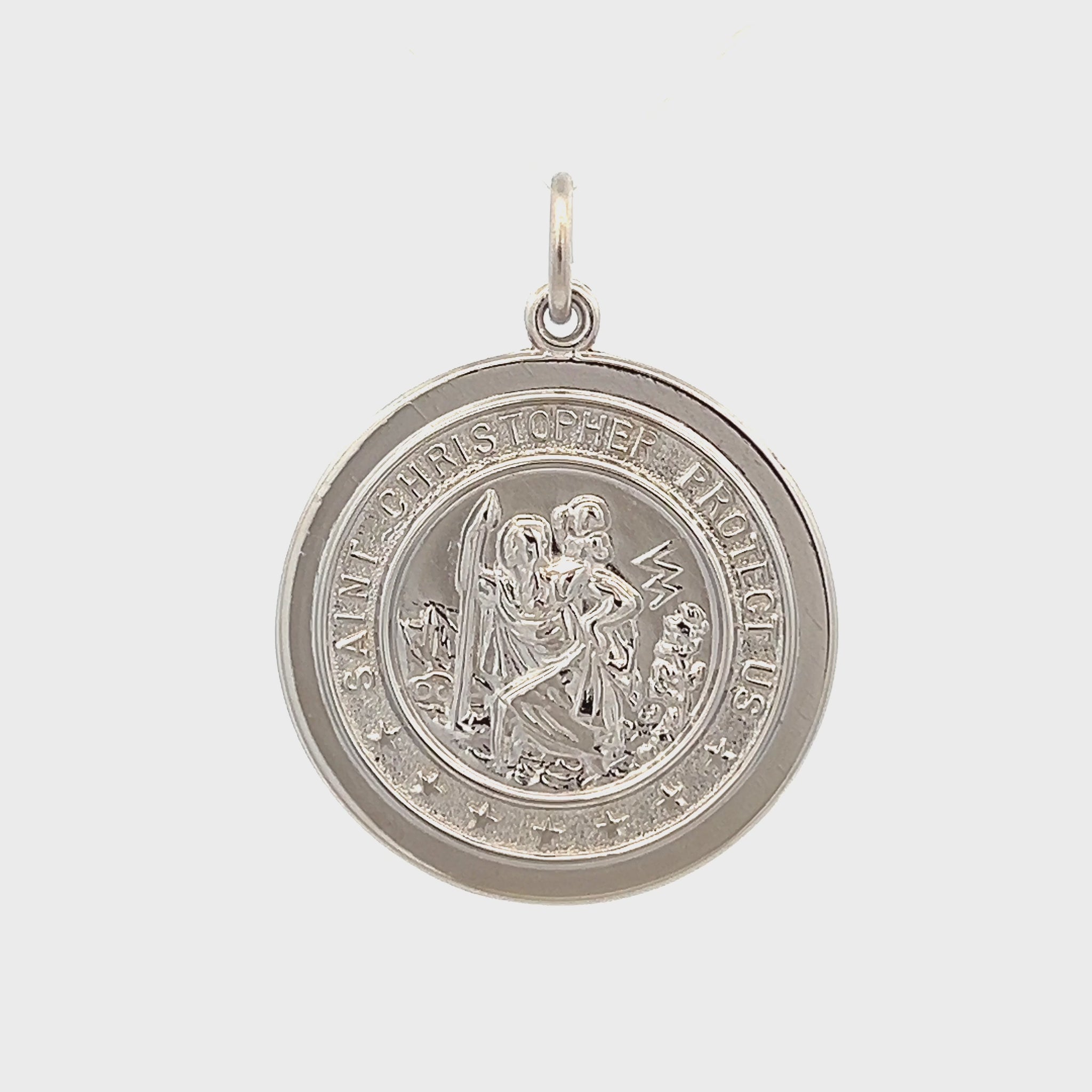 925 Bright Silver Saint Christopher Medal L