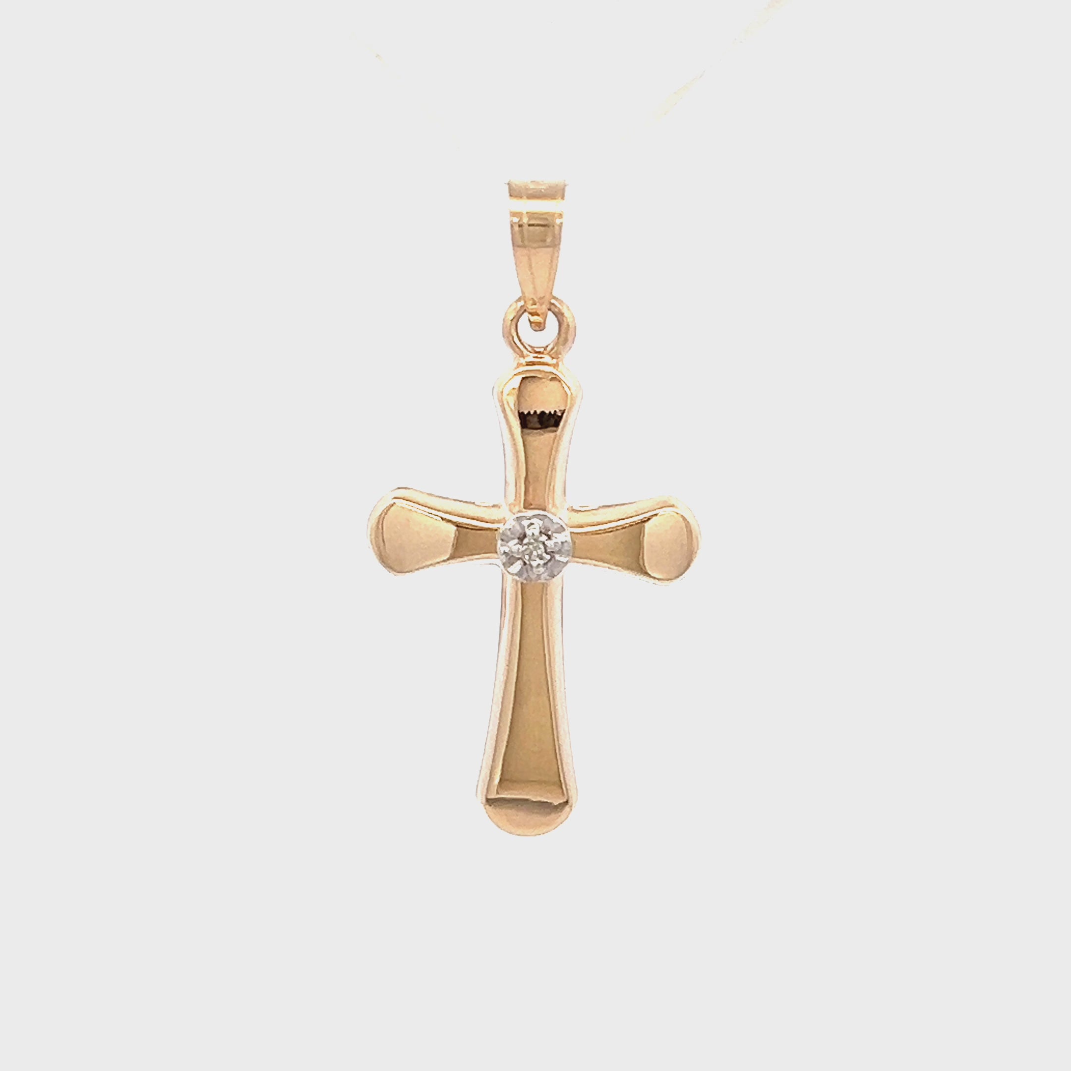 14K Yellow Gold Diamond Cross M S XS