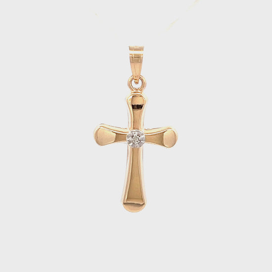 14K Yellow Gold Diamond Cross M S XS