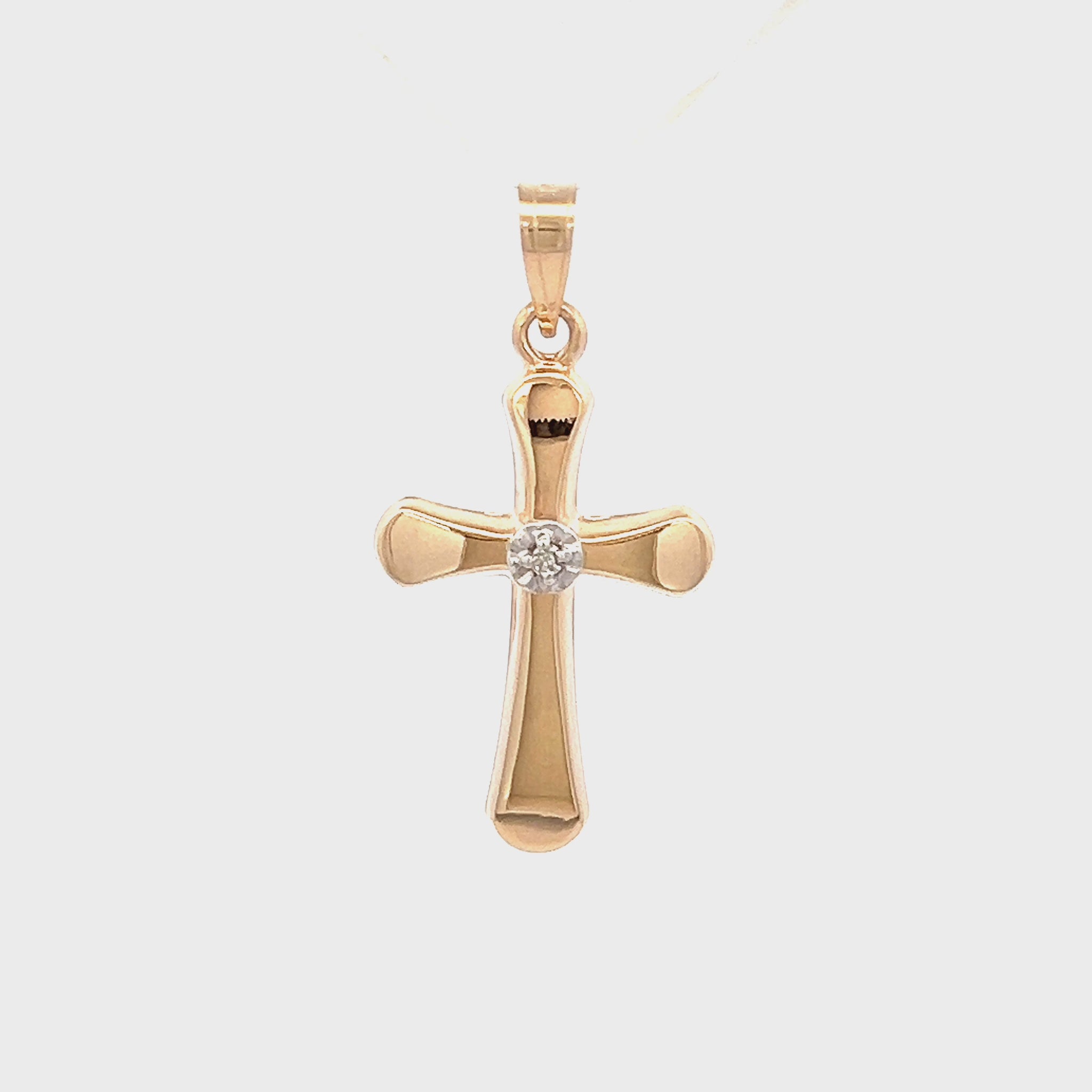 14K Yellow Gold Diamond Cross M S XS