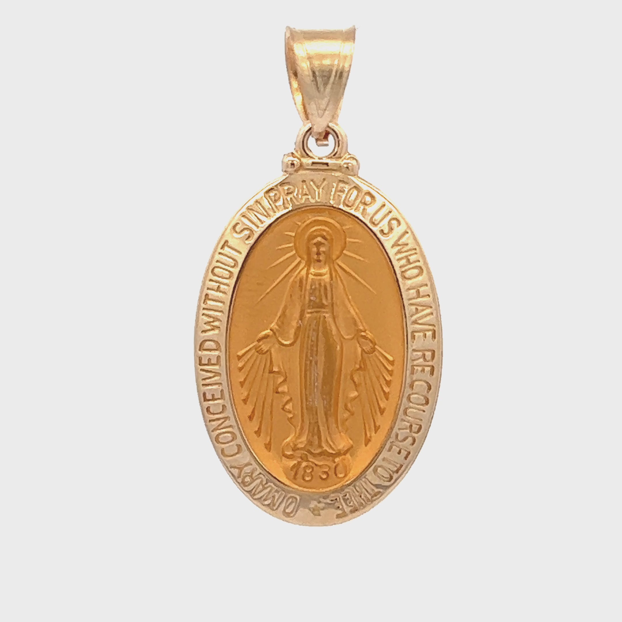 14K Yellow Gold Miraculous Virgin Mary Medal XS S M L XL